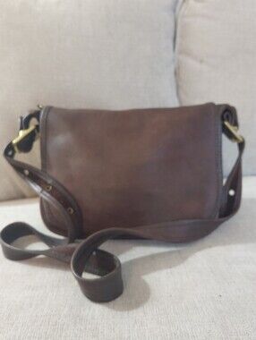 Vintage Coach Patricia's Legacy Dark Brown Leather Saddle Crossbody Bag